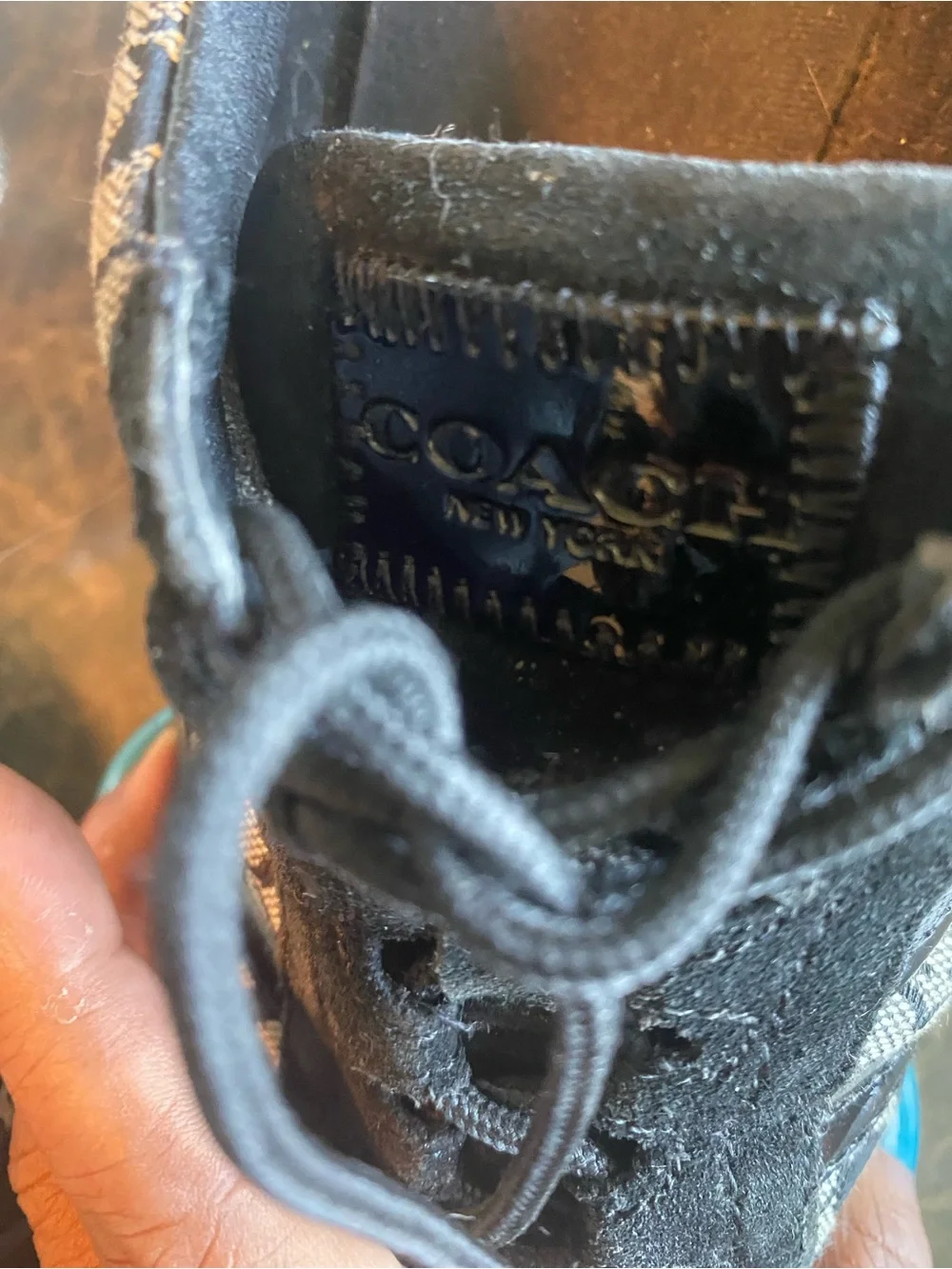 Coach Black and Cream Monogram Lace-Up Sneaker